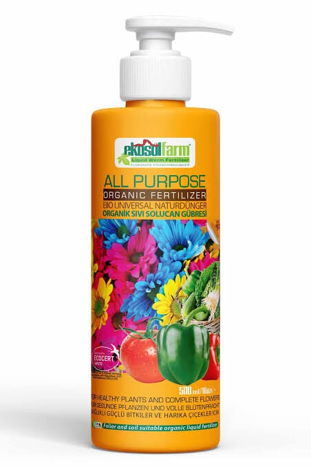 Ekosol Sıvı Formda Organik Solucan Gübresi Pompalı Ambalaj (0,5 L)