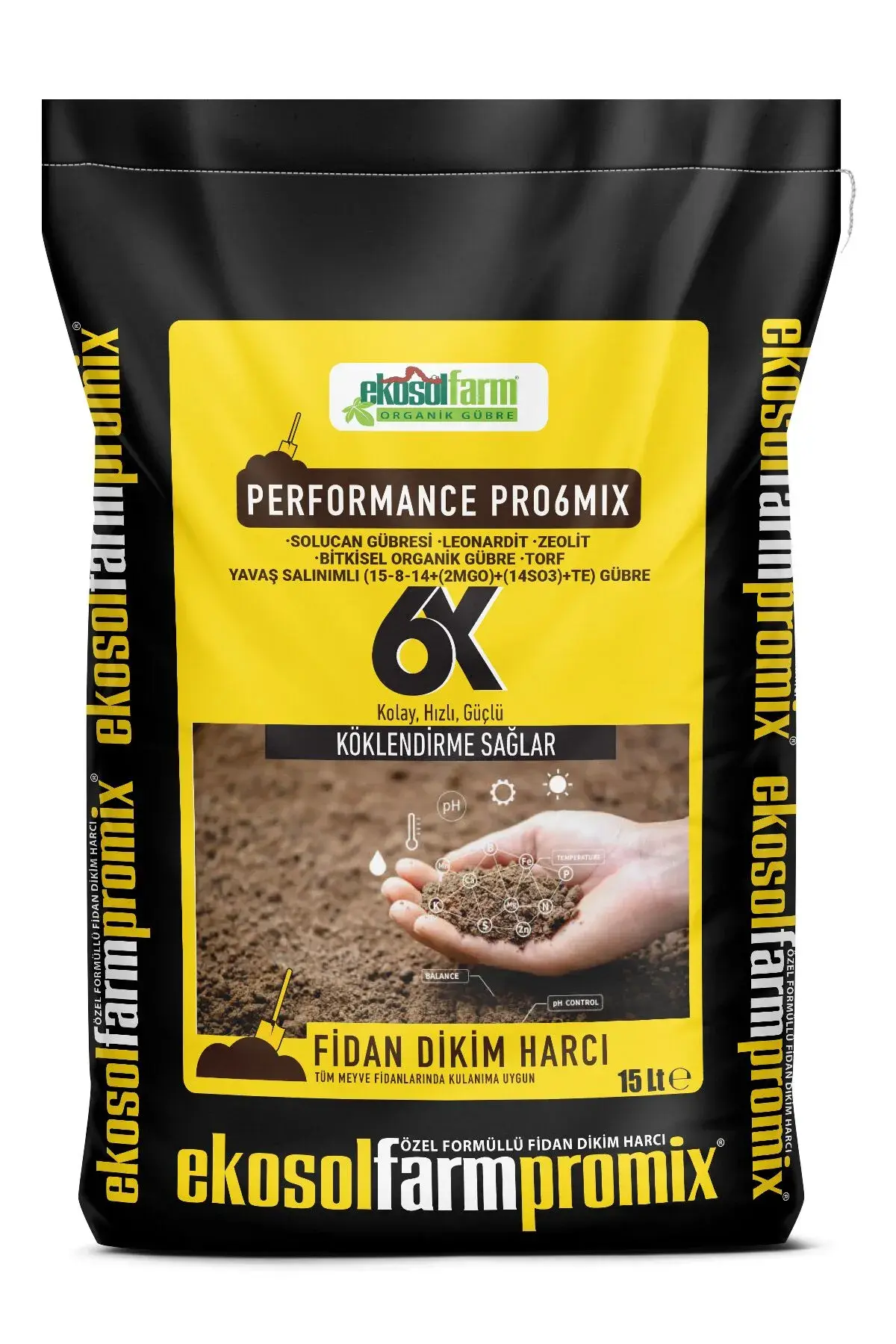 Ekosolfarm Fidan Dikim Harcı (15 Litre) Organik Solucan Gübresi, Leonardit, Zeolit, Bitkisel Menşeili Gübre, Torf ve yavaş salınımlı  gübreden