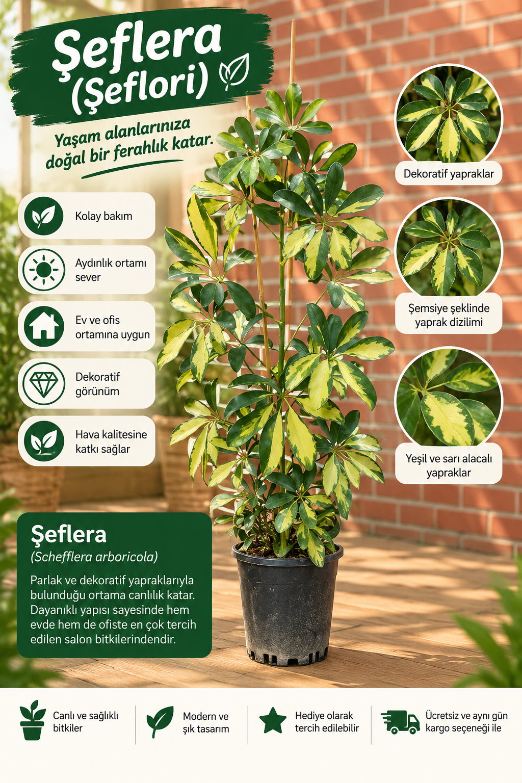 Şeflera Şeflori – Alacalı Şeflera (Schefflera arboricola)